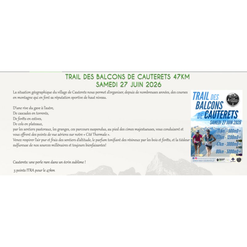 Dossard Trail des Balcons de Cauterets