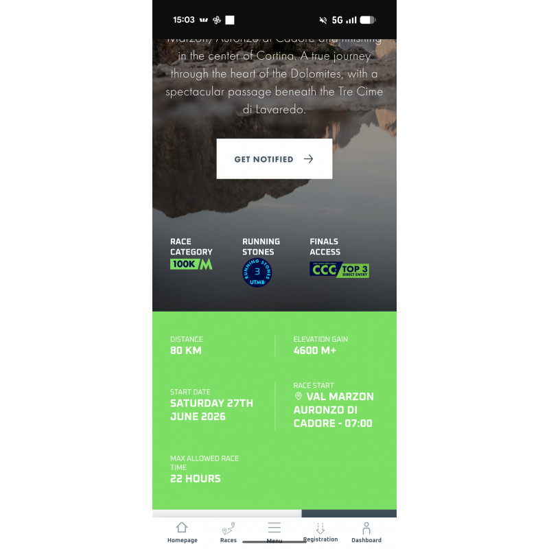 Dossard Lavaredo 80k 27/06 en Italie