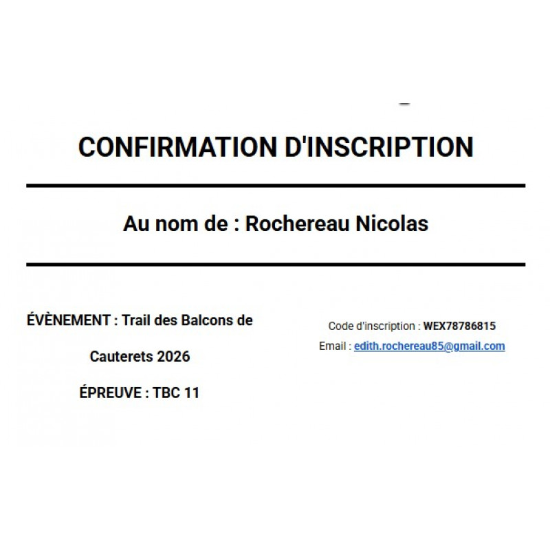 Deux dossards sur le 11 km trail des balcons Cauterets 27 juin 2026