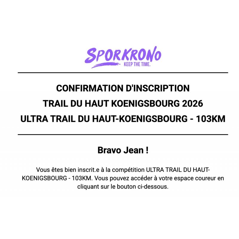Cède dossard Ultra-trail du Haut-Koenigsbourg 103 km