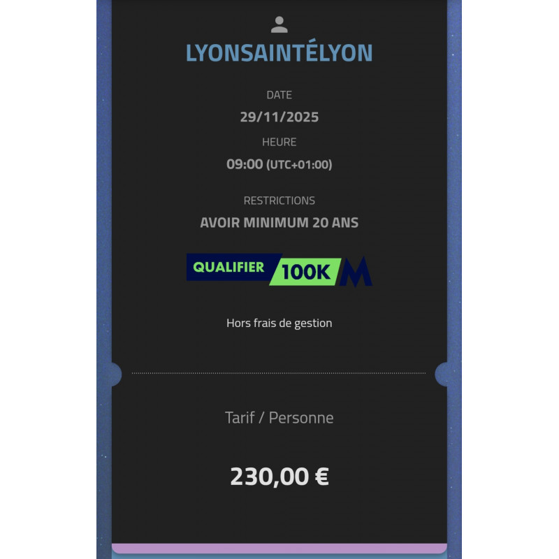 Vente dossard Lyon Sainté Lyon
